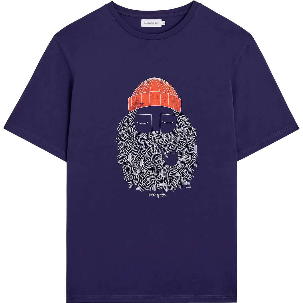 T-Shirt Bask In The Sun Smoking Pipe Indigo
