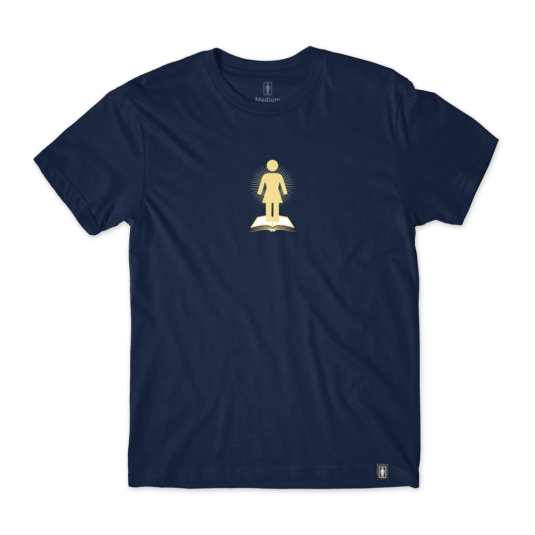 Tee-Shirt Girl Skateboarding Open Book navy