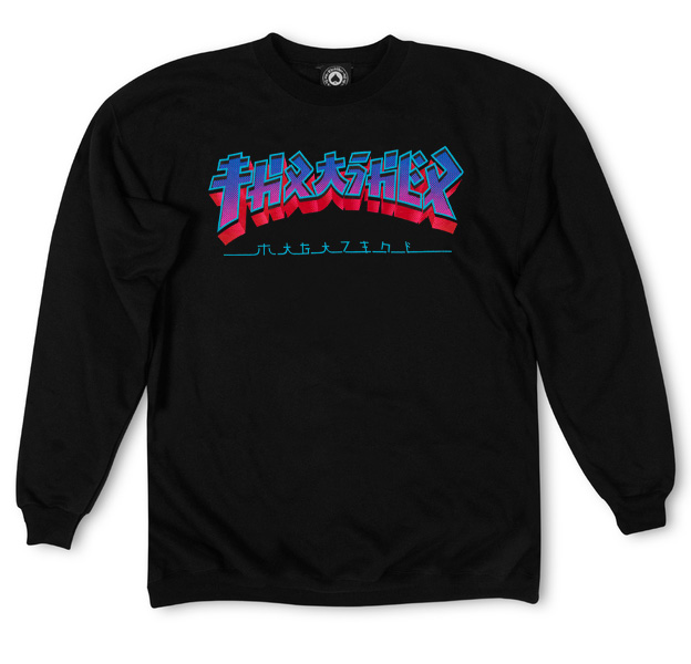 THRASHER SWEAT GODZILLA BURST CREW BLACK
