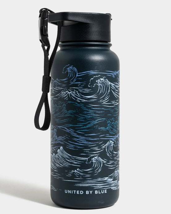 UNITED BY BLUE INSULATED STEEL BOTTLE 32 OZ navy waves