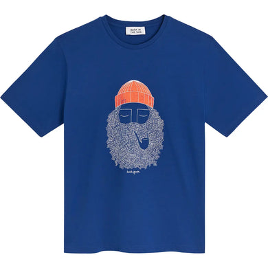T-Shirt Bask In The Sun Smoking Pipe Cobalt