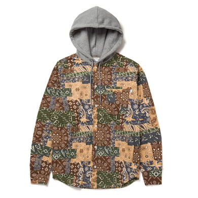 HUF JACKET WO PATCHWORK CORD HOODED BROWN