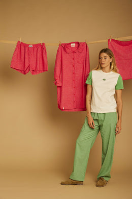 T-Shirt Femme Graine Marée Écru Vert Éclatant