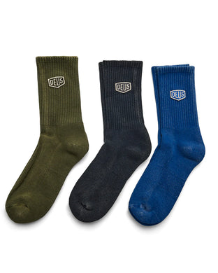 Chaussettes Deus Shield Garment Dyed Sock 3 Pack Multi