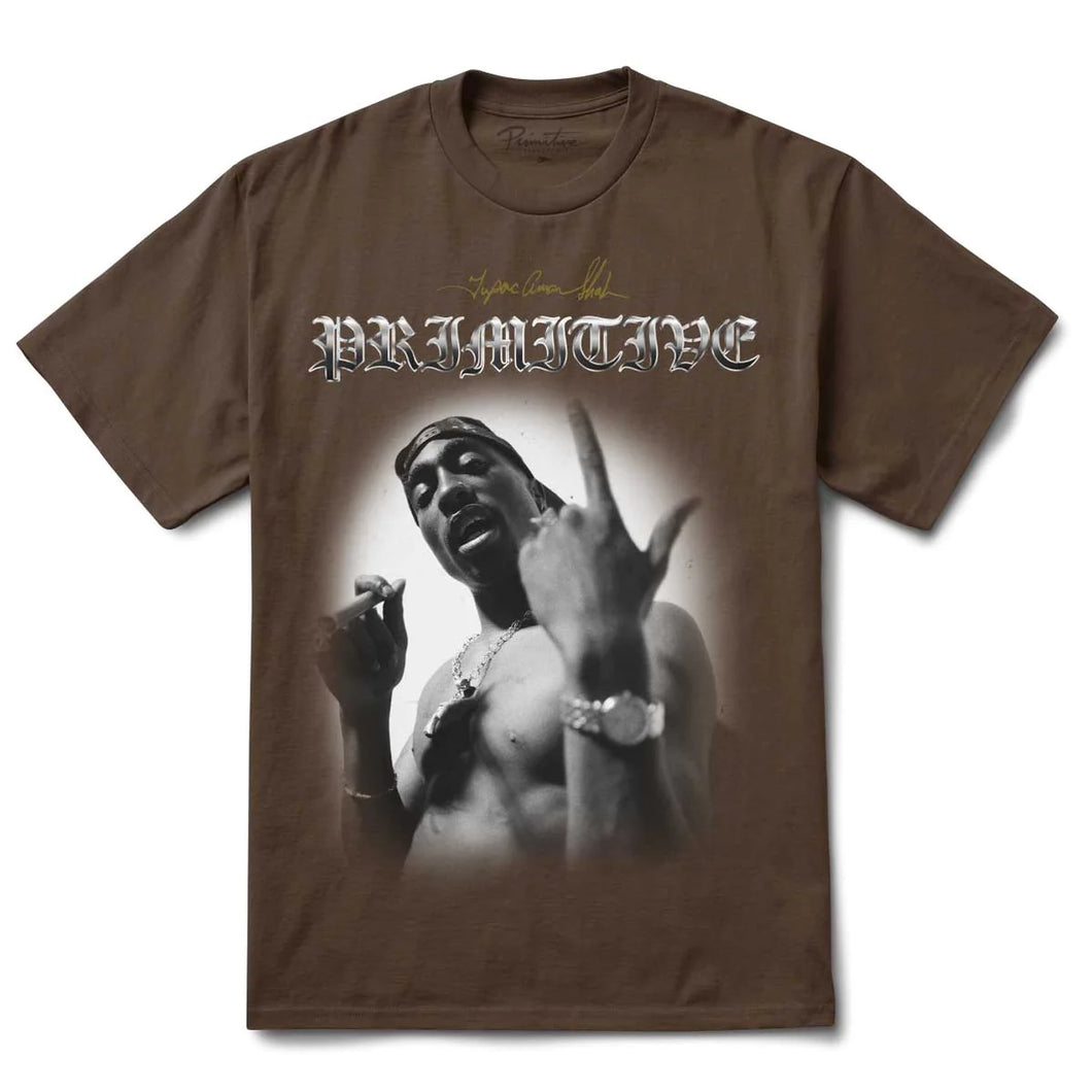PRIMITIVE T-SHIRT 2PAC ONE BROWN