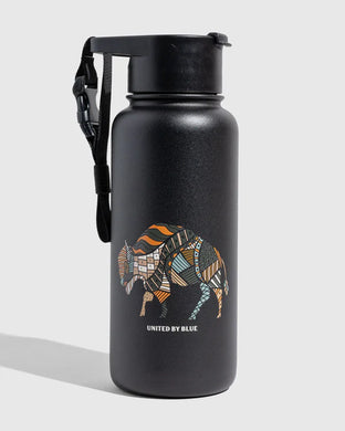 UNITED BY BLUE INSULATED STEEL BOTTLE 32 OZ geo bison dark charcoal