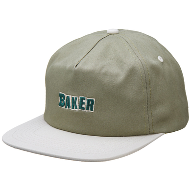 BAKER CAP BRAND LOGO GREEN TAN SNAPBACK